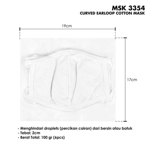 Masker Kain 2 Ply 6 pcs Model Earloop - Putih - Gambar 3