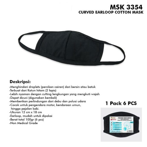Masker Kain 2 Ply 6 pcs Model Earloop - Hitam - Gambar 4