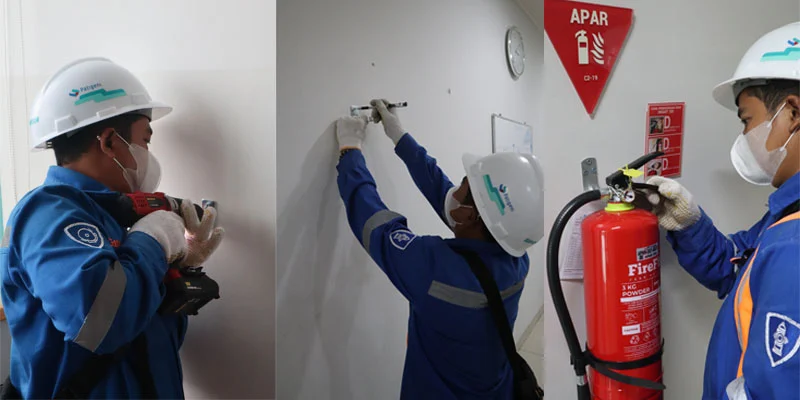 proses pemasangan APAR di RS Telogorejo